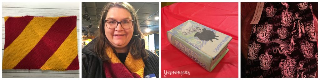 harry potter gryffindor stripes striped cowl knit knitting