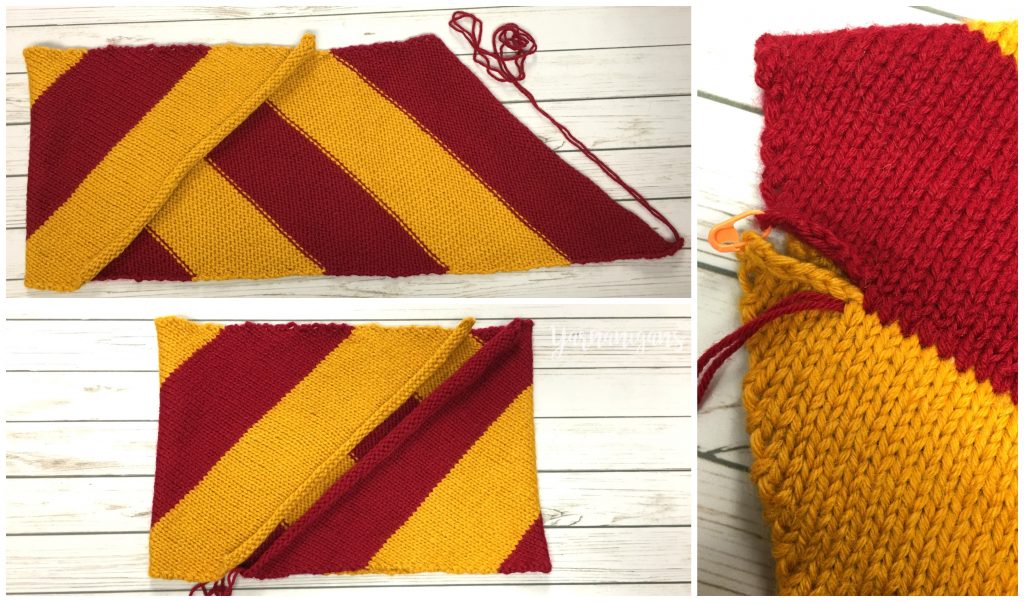 harry potter gryffindor stripes striped cowl knit knitting