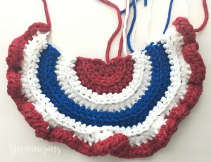 patriotic flag bunting red white blue crochet ruffle